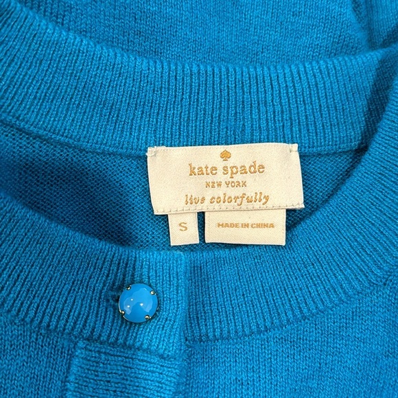 Kate Spade Corinne Cardigan Teal Button-Up Women's Sweater - Picture 6 of 8